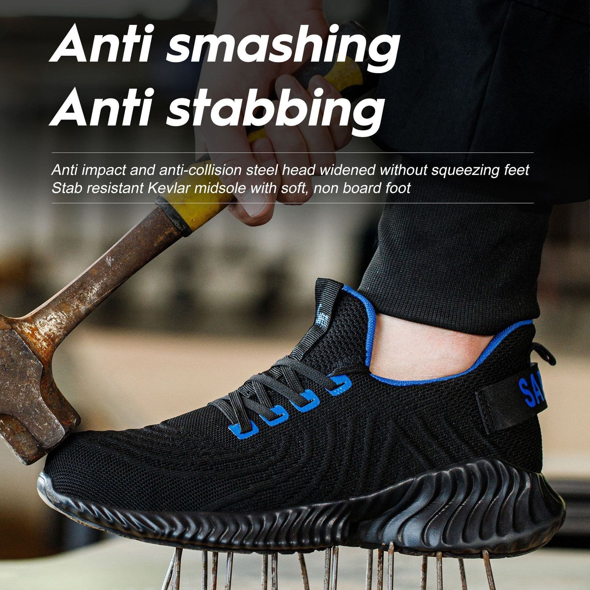 image-Four Seasons Anti-smashing And Anti-penetration Steel Toe Cap Work Shoes Breathable Comfortable And Safe