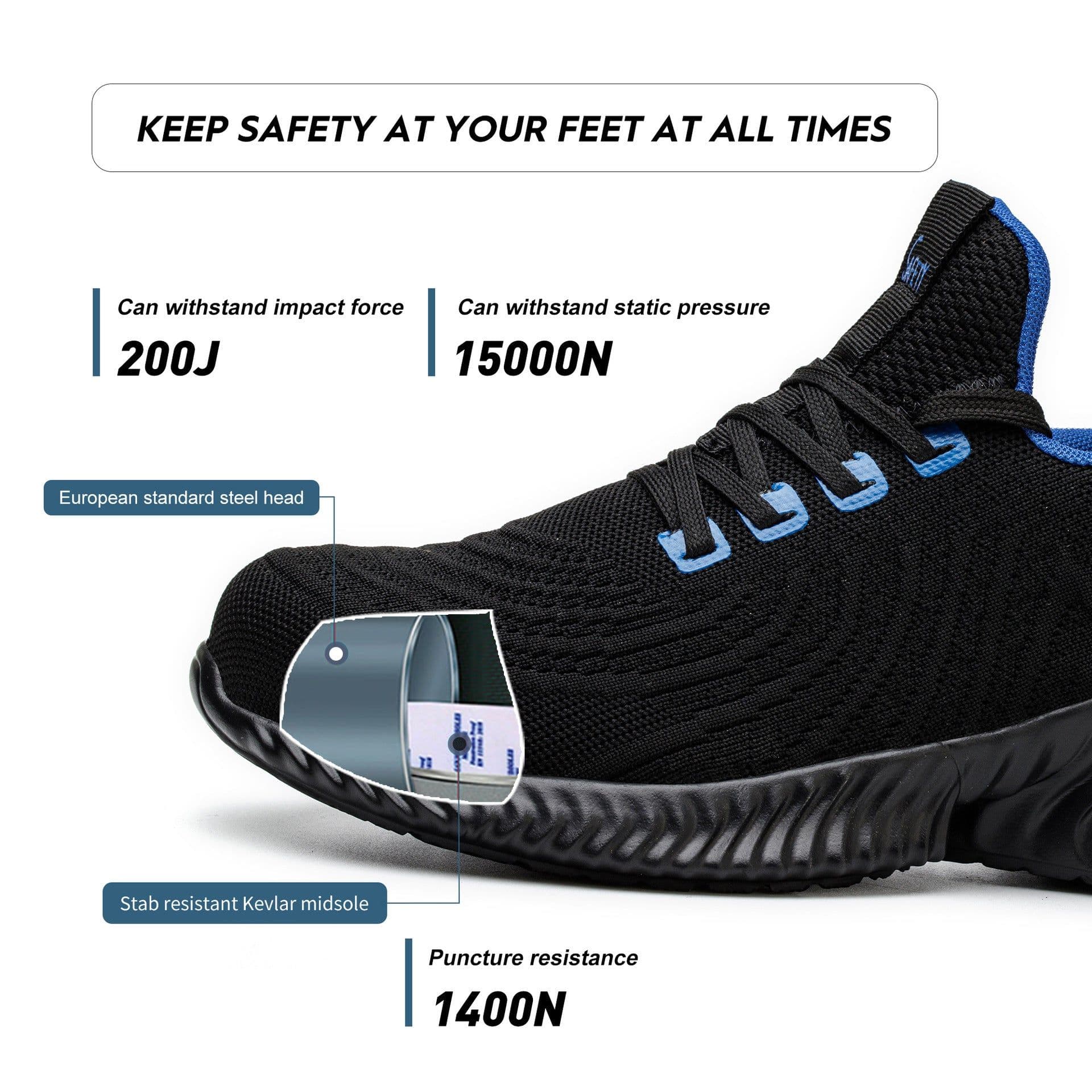 image-Four Seasons Anti-smashing And Anti-penetration Steel Toe Cap Work Shoes Breathable Comfortable And Safe