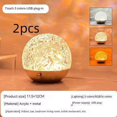 image-New Water Ripple Projector Night Light Crystal Mood Lamp Bedside Home Bedroom Decoration Aesthetic Christmas Gift Sunset Lights