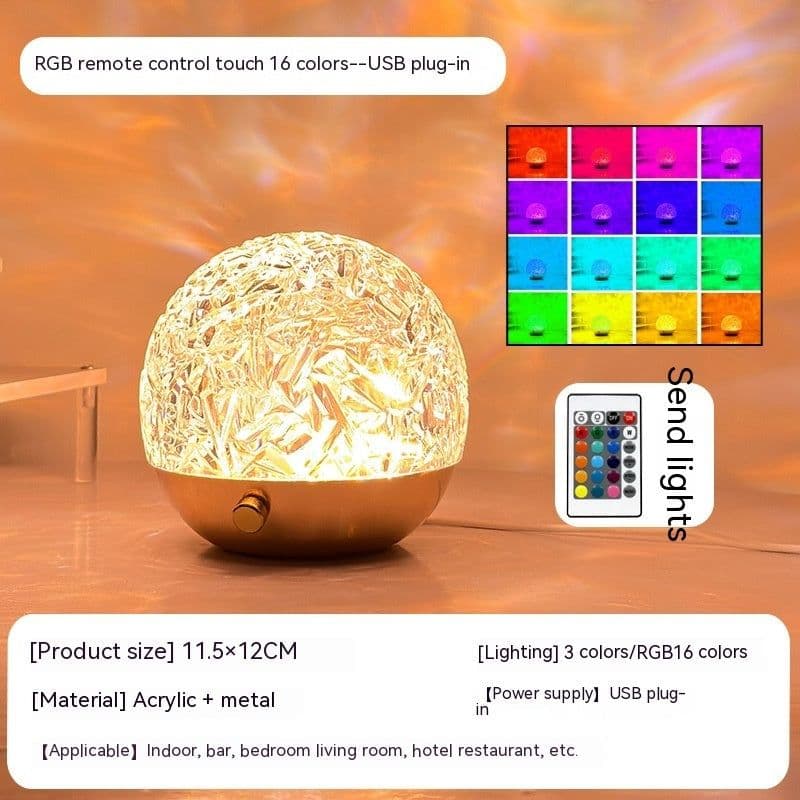 image-New Water Ripple Projector Night Light Crystal Mood Lamp Bedside Home Bedroom Decoration Aesthetic Christmas Gift Sunset Lights