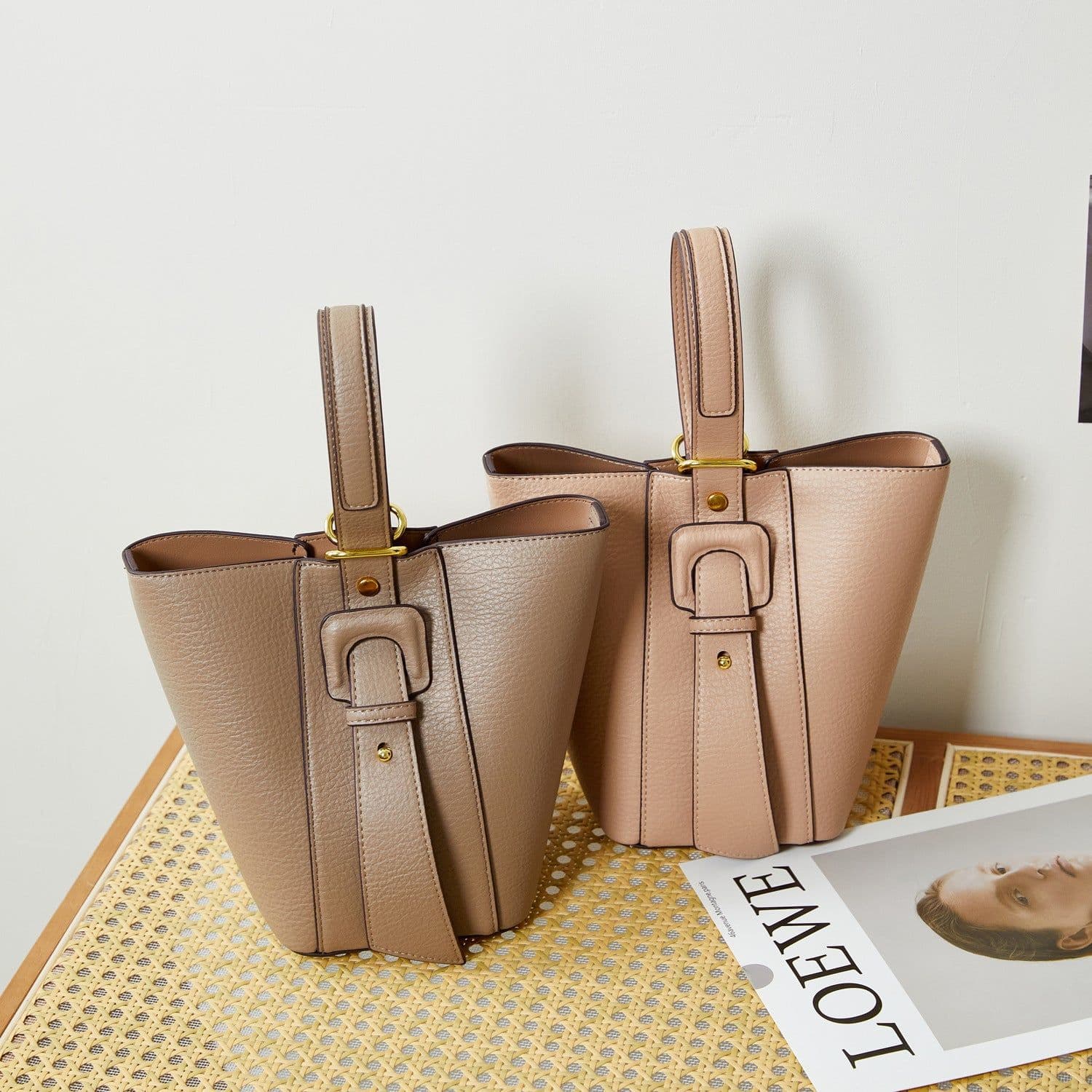 image-Cross-border Bucket Bag Large Capacity Vegetable Basket Casual Women's One Shoulder Handbag
