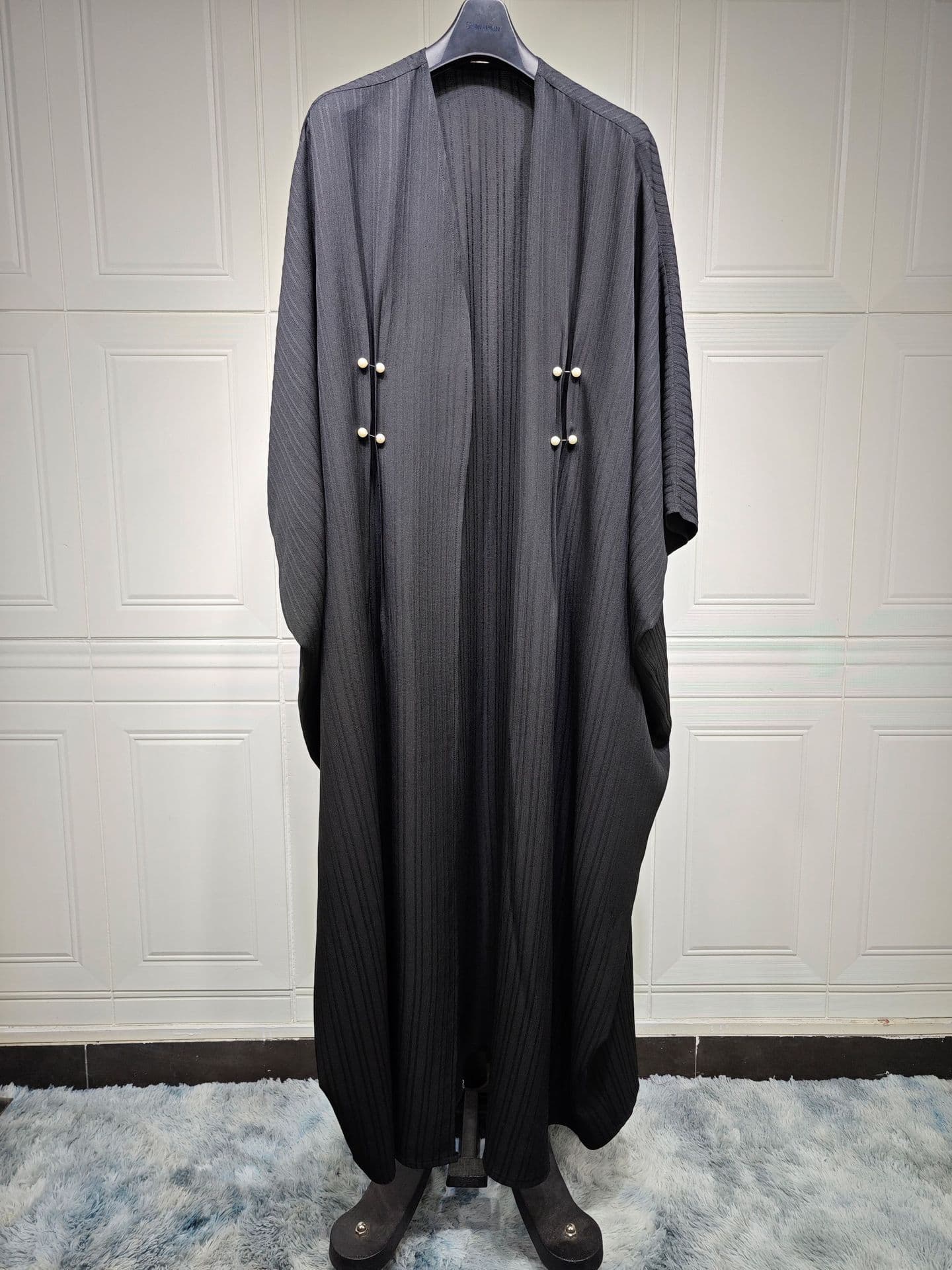 image-Muslim Women's Wear Modest Modern Fashion Turkish Striped Casual Plus Size Abaya Cardigan Robe