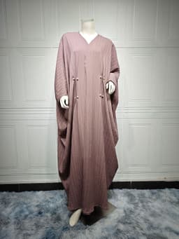 image-Muslim Women's Wear Modest Modern Fashion Turkish Striped Casual Plus Size Abaya Cardigan Robe