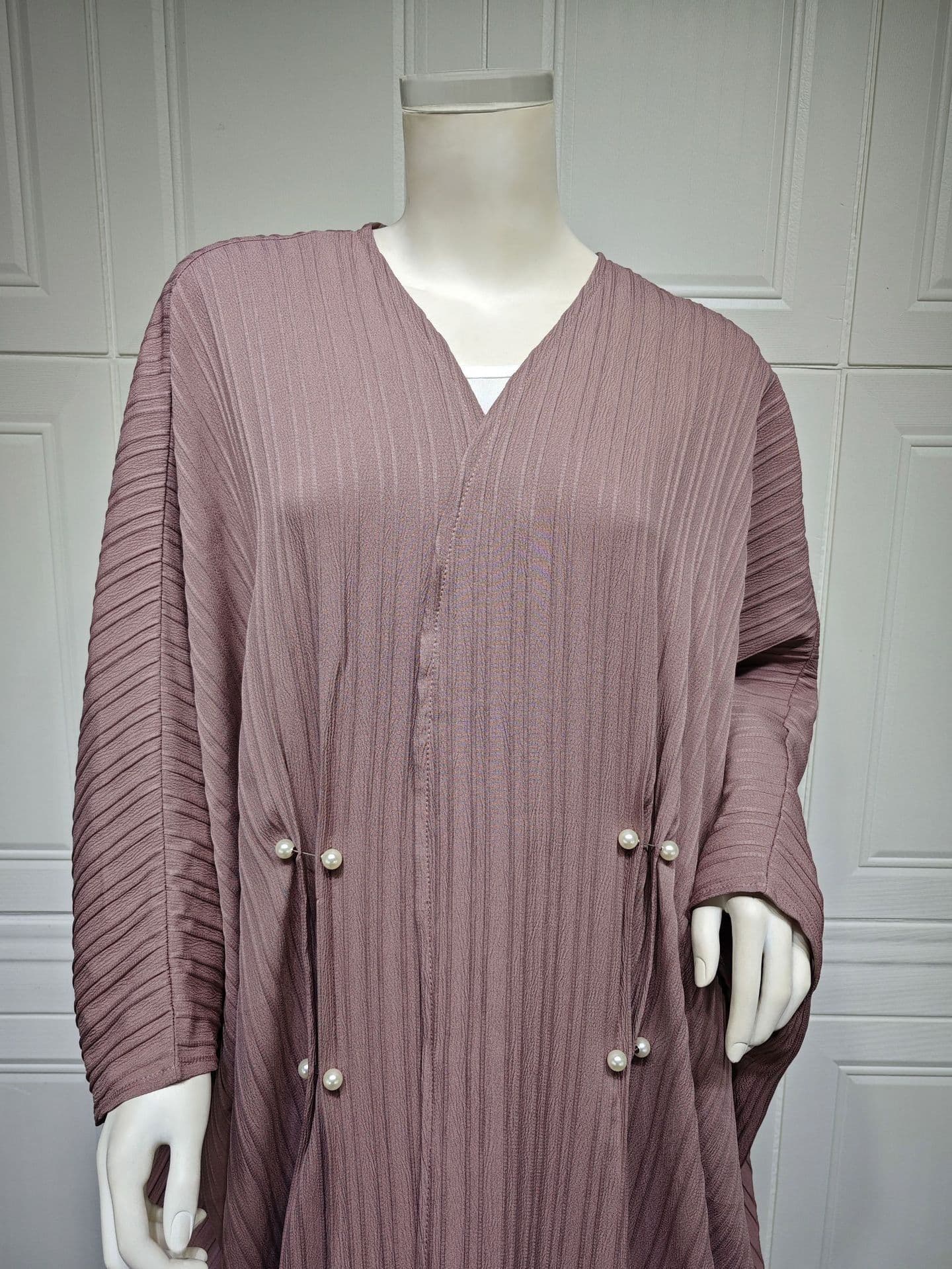 image-Muslim Women's Wear Modest Modern Fashion Turkish Striped Casual Plus Size Abaya Cardigan Robe