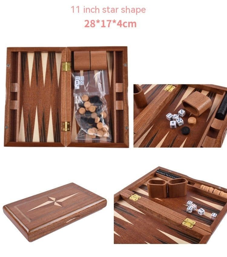 image-Factory High-grade Wooden Western Backgammon Chess Box Solid Wood Baccarat