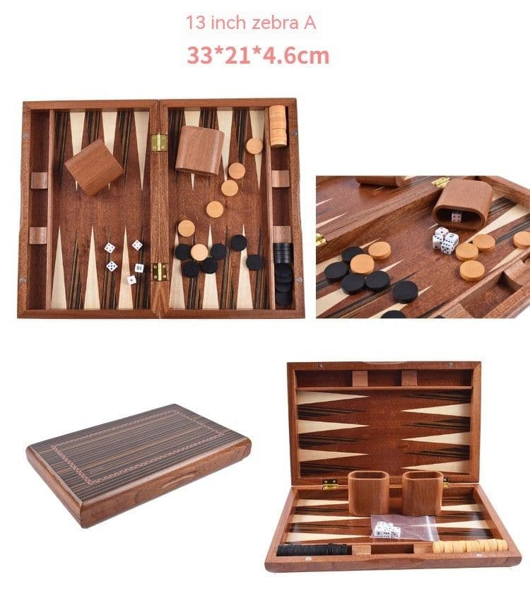 image-Factory High-grade Wooden Western Backgammon Chess Box Solid Wood Baccarat