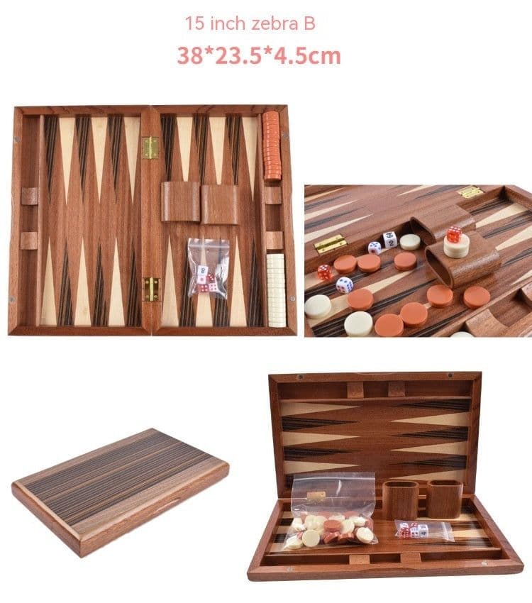 image-Factory High-grade Wooden Western Backgammon Chess Box Solid Wood Baccarat