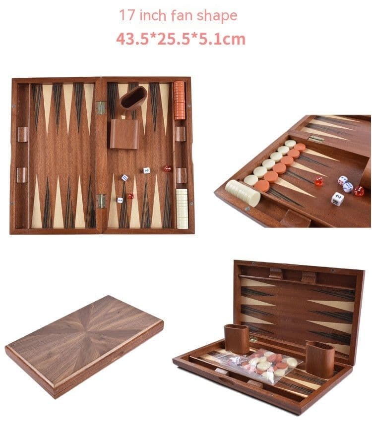 image-Factory High-grade Wooden Western Backgammon Chess Box Solid Wood Baccarat