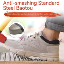 image-Men's Fashionable Breathable Anti-smashing And Anti-penetration Safety Shoes