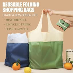 image-Recycled Waterproof Color Matching Portable Folding Shopping Bag