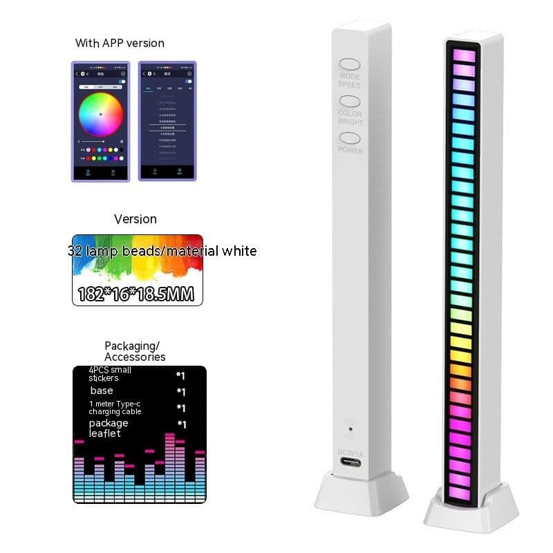 image-Led Sound Control Light Bar RGB Ambient Pickup Rhythm Lamp Music USB Adjustabl Automotivo Strip For Automobiles Family Party