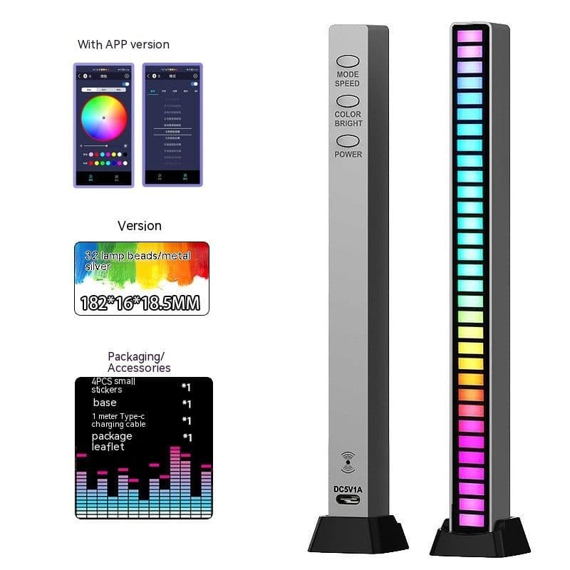 image-Led Sound Control Light Bar RGB Ambient Pickup Rhythm Lamp Music USB Adjustabl Automotivo Strip For Automobiles Family Party