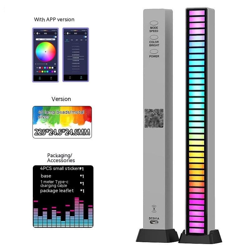 image-Led Sound Control Light Bar RGB Ambient Pickup Rhythm Lamp Music USB Adjustabl Automotivo Strip For Automobiles Family Party
