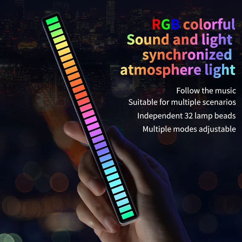 image-Led Sound Control Light Bar RGB Ambient Pickup Rhythm Lamp Music USB Adjustabl Automotivo Strip For Automobiles Family Party