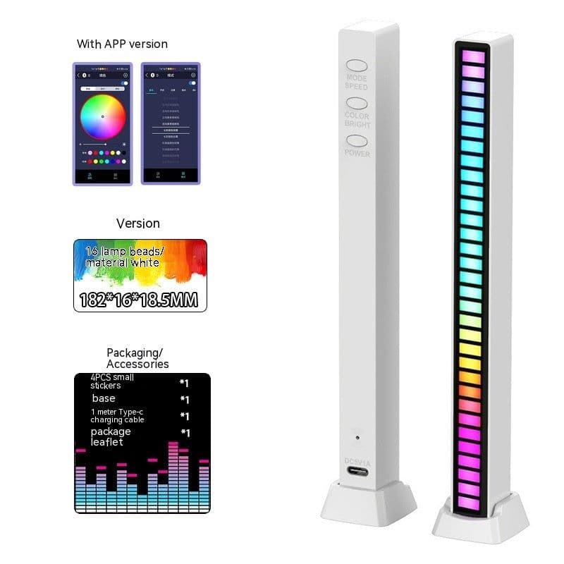 image-Led Sound Control Light Bar RGB Ambient Pickup Rhythm Lamp Music USB Adjustabl Automotivo Strip For Automobiles Family Party