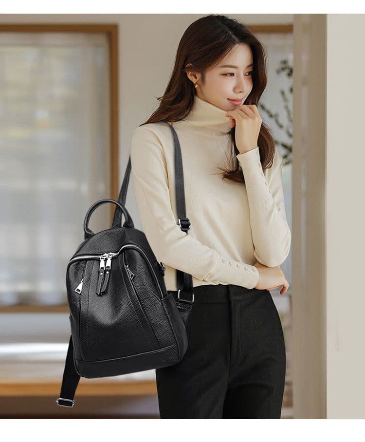 image-First Layer Leather Backpackage Carry-on Shopping Work Travel Business Bag