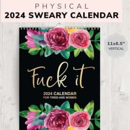 image-2024 Calendar For Tired-Ass Women Paper With Coil Hanging Calendar Time Planning Wall Calendar Indoor New Years Gifts For Home