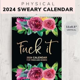 image-2024 Calendar For Tired-Ass Women Paper With Coil Hanging Calendar Time Planning Wall Calendar Indoor New Years Gifts For Home