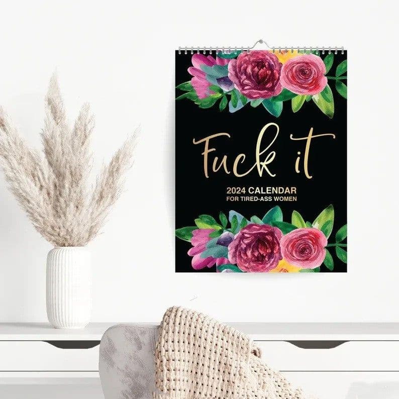 image-2024 Calendar For Tired-Ass Women Paper With Coil Hanging Calendar Time Planning Wall Calendar Indoor New Years Gifts For Home