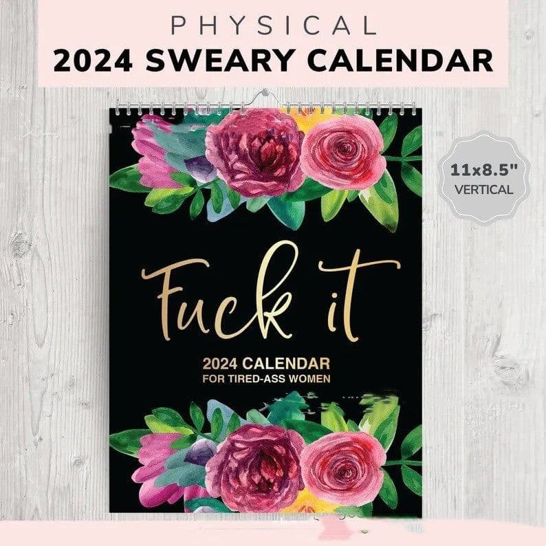 image-2024 Calendar For Tired-Ass Women Paper With Coil Hanging Calendar Time Planning Wall Calendar Indoor New Years Gifts For Home