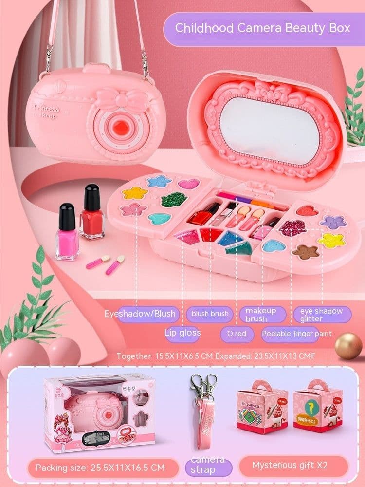 image-Plastic Children's Makeup Girls' Cosmetics Portable Gift Dressing Toy Set