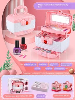 image-Plastic Children's Makeup Girls' Cosmetics Portable Gift Dressing Toy Set
