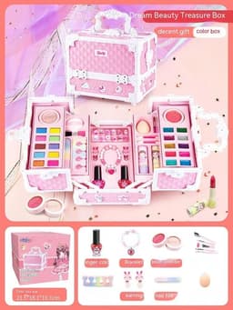 image-Plastic Children's Makeup Girls' Cosmetics Portable Gift Dressing Toy Set