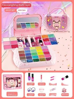 image-Plastic Children's Makeup Girls' Cosmetics Portable Gift Dressing Toy Set