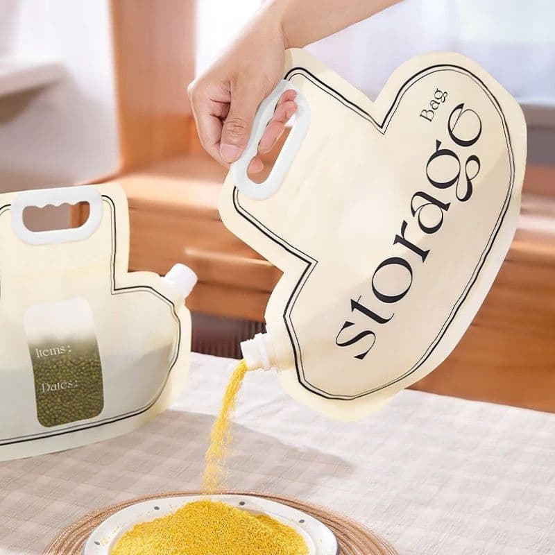 image-Grain Storage Bag Large Diameter Good Sealing Save Space Food Grade PE Material Rice Wheat Beans Household Kitchen Storage Tools Kitchen Gadgets