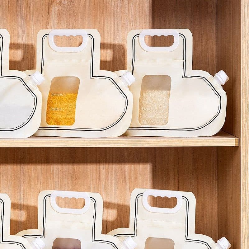 image-Grain Storage Bag Large Diameter Good Sealing Save Space Food Grade PE Material Rice Wheat Beans Household Kitchen Storage Tools Kitchen Gadgets