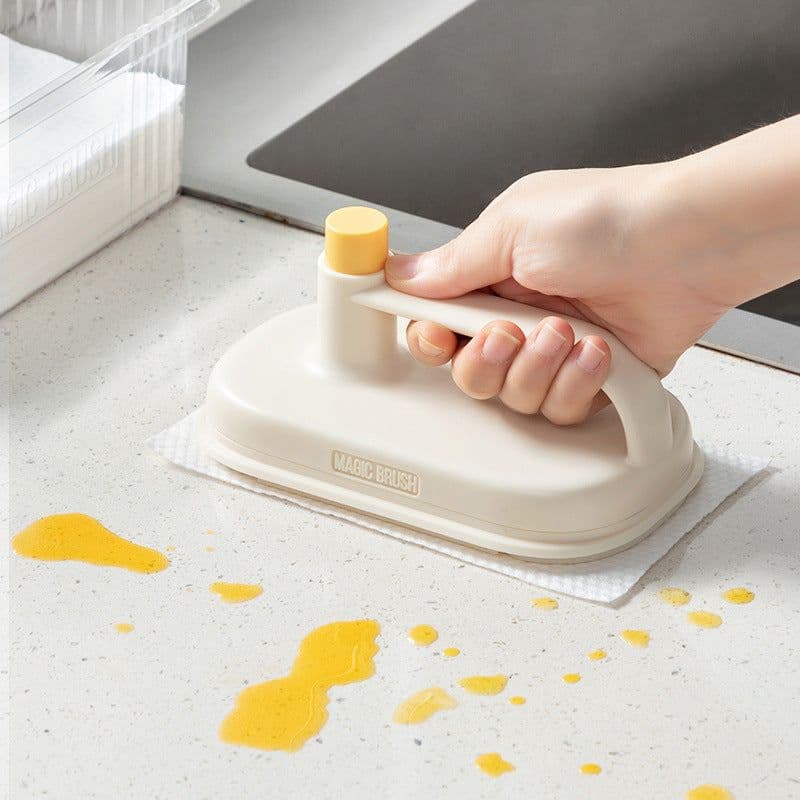 image-Kitchen Bathroom Toilet Cleaning Magic Brush Glass Wall Cleaning Bath Brush Handle Cleaning Rag Ceramic Window Slot Clean Brush Kitchen Gadgets