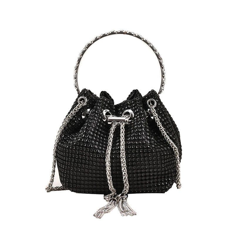 image-Women's Fashion Diamond Portable Drawstring Bucket Bag