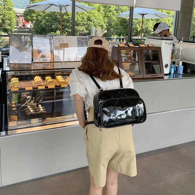 image-Women's Fashion Bright Leather Large Capacity Shoulder Commuter Bag