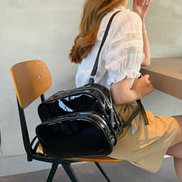 image-Women's Fashion Bright Leather Large Capacity Shoulder Commuter Bag