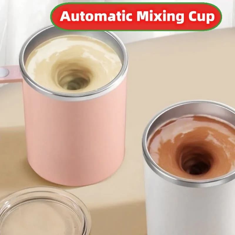 image-Portable Smart Magnetic Automatic Mixing Coffee Cup Rechargeable Rotating Home Office Travel Stirring Cup
