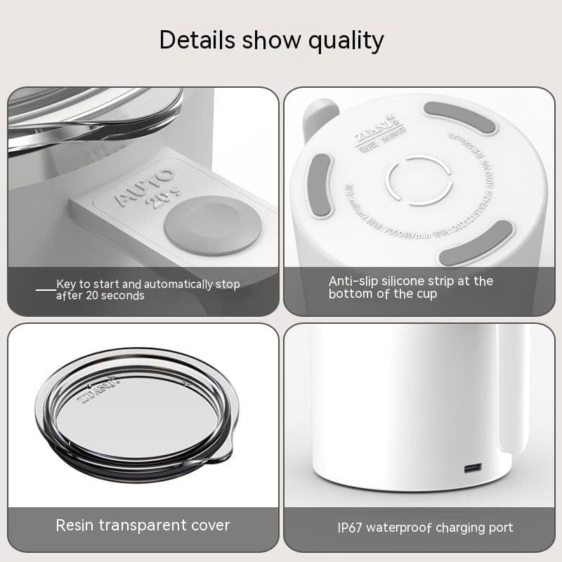 image-Portable Smart Magnetic Automatic Mixing Coffee Cup Rechargeable Rotating Home Office Travel Stirring Cup