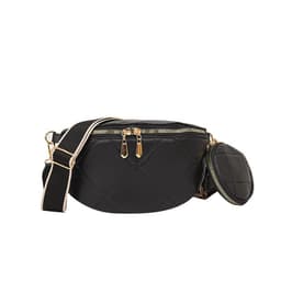 image-Soft Leather Textured Small Saddle Diamond Crossbody Waist Chest Bag