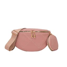 image-Soft Leather Textured Small Saddle Diamond Crossbody Waist Chest Bag
