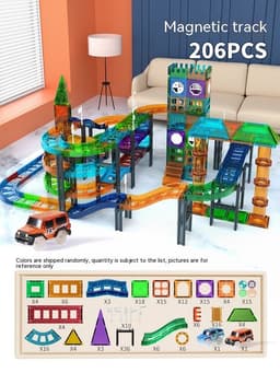 image-Colorful Window Car Rail Car Magnetic Building Blocks Toy