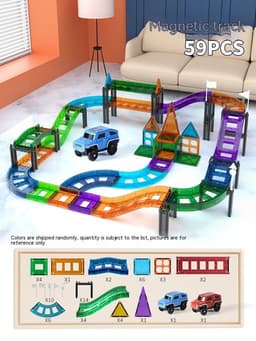 image-Colorful Window Car Rail Car Magnetic Building Blocks Toy