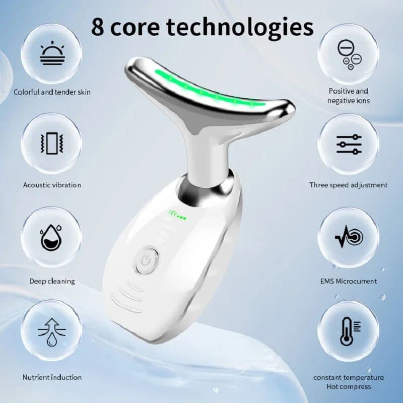 image-Neck Face Beauty Device Colorful LED Photon Therapy Skin Tighten Reduce Double Chin Anti Wrinkle Remove Lifting Massager