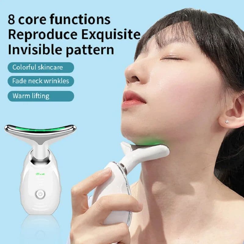 image-Neck Face Beauty Device Colorful LED Photon Therapy Skin Tighten Reduce Double Chin Anti Wrinkle Remove Lifting Massager