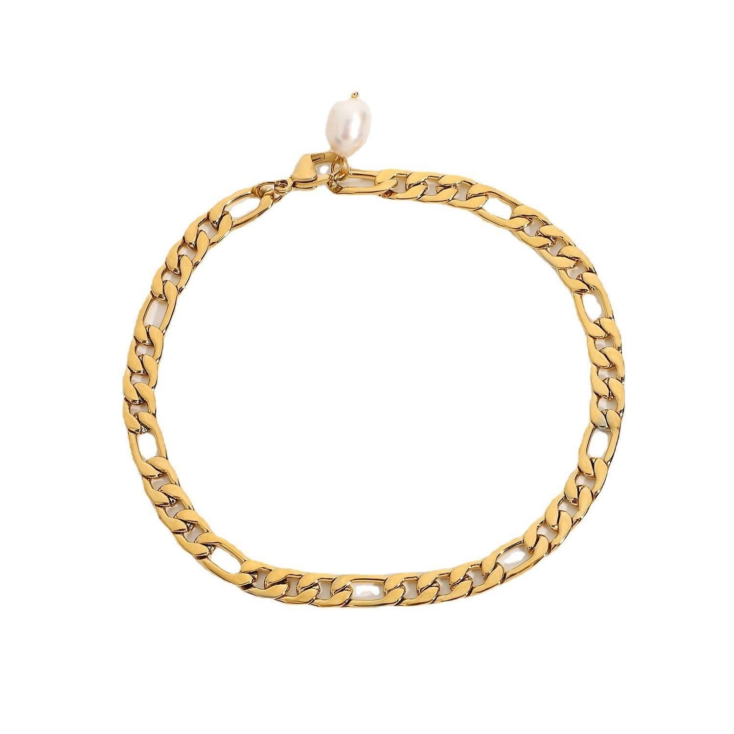 image-Fashion 18K Gold Plated Stainless Steel Anklets