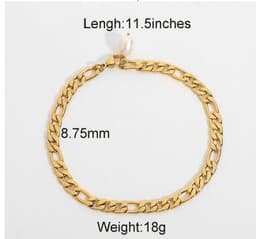 image-Fashion 18K Gold Plated Stainless Steel Anklets