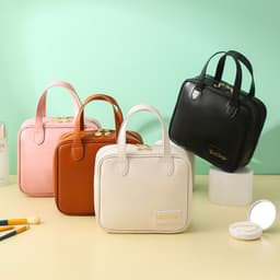 image-PU Large Capacity Travel Make Up Storage Organizer Makeup Pouch Cosmetic Bag Shell Bags