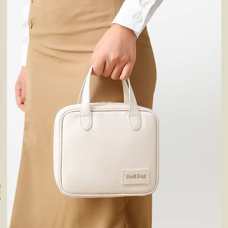 image-PU Large Capacity Travel Make Up Storage Organizer Makeup Pouch Cosmetic Bag Shell Bags