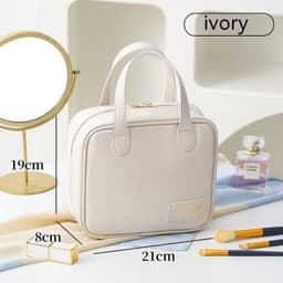 image-PU Large Capacity Travel Make Up Storage Organizer Makeup Pouch Cosmetic Bag Shell Bags