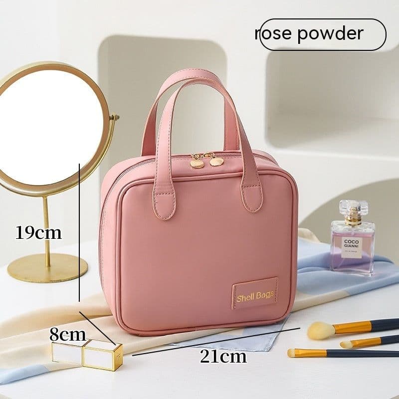 image-PU Large Capacity Travel Make Up Storage Organizer Makeup Pouch Cosmetic Bag Shell Bags