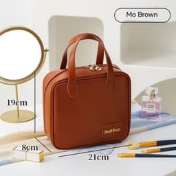 image-PU Large Capacity Travel Make Up Storage Organizer Makeup Pouch Cosmetic Bag Shell Bags