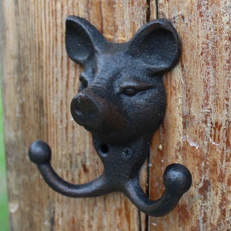 image-Retro Cast Iron Wall-mounted Mural Decoration Hat-and-coat Clothes Hook
